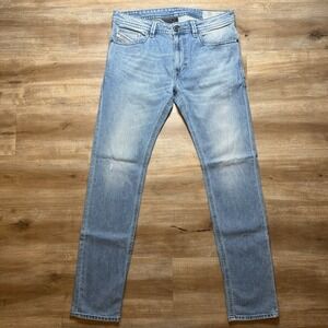 Diesel Thavar Jeans Men 33x32 Blue Slim Skinny Stretch Light Wash Distress 0852F